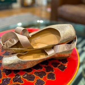 Glitter Gold Ballet Flats Sz 8 Jessica Simpson